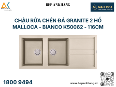 Chậu rửa chén đá Granite 2 hố Malloca - BIANCO K50062 